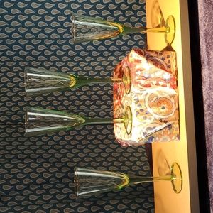 Green champagne glasses